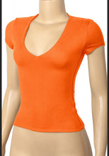 Load image into Gallery viewer, &quot;Sweeter Than Any Other&quot; Short Sleeve V-Neck Solid Basic Top. 
