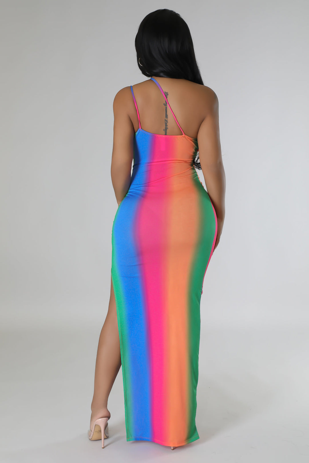 "Sunshine On My Mind" One Shoulder Side Slit Maxi Dress. 