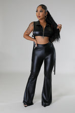 Load image into Gallery viewer, &quot;Muse&quot; Faux Leather Zipper Front Crop Top &amp; High-Waisted Pants Set. 
