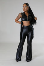 Load image into Gallery viewer, &quot;Muse&quot; Faux Leather Zipper Front Crop Top &amp; High-Waisted Pants Set. 
