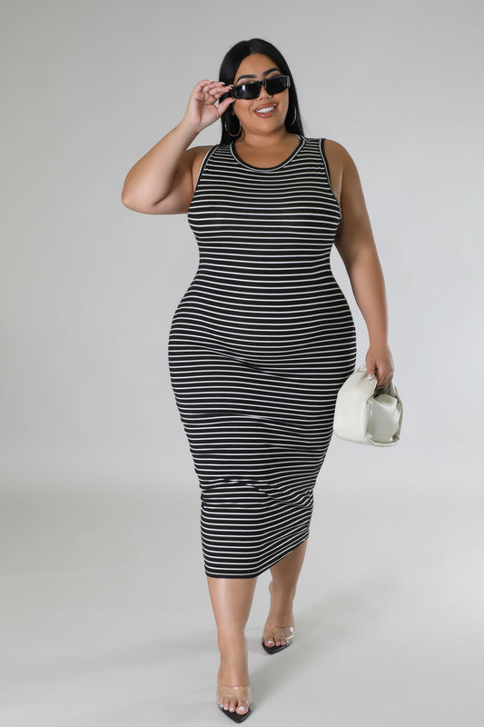 "Doing Me" Sleeveless Plus Size Midi Dress. 