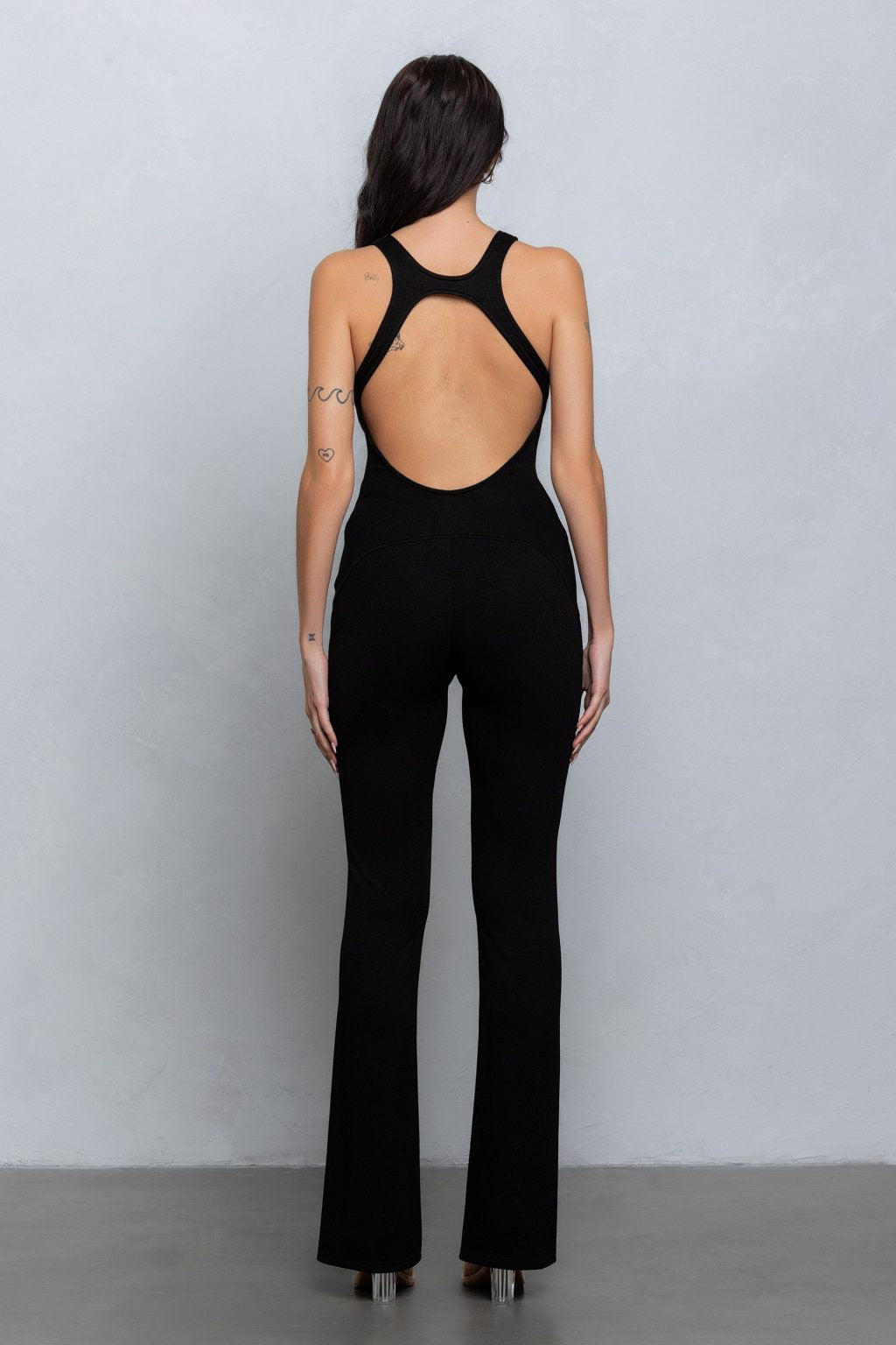 "Effortless" Soft Jersey Open Back Sleeveless Jumpsuit.