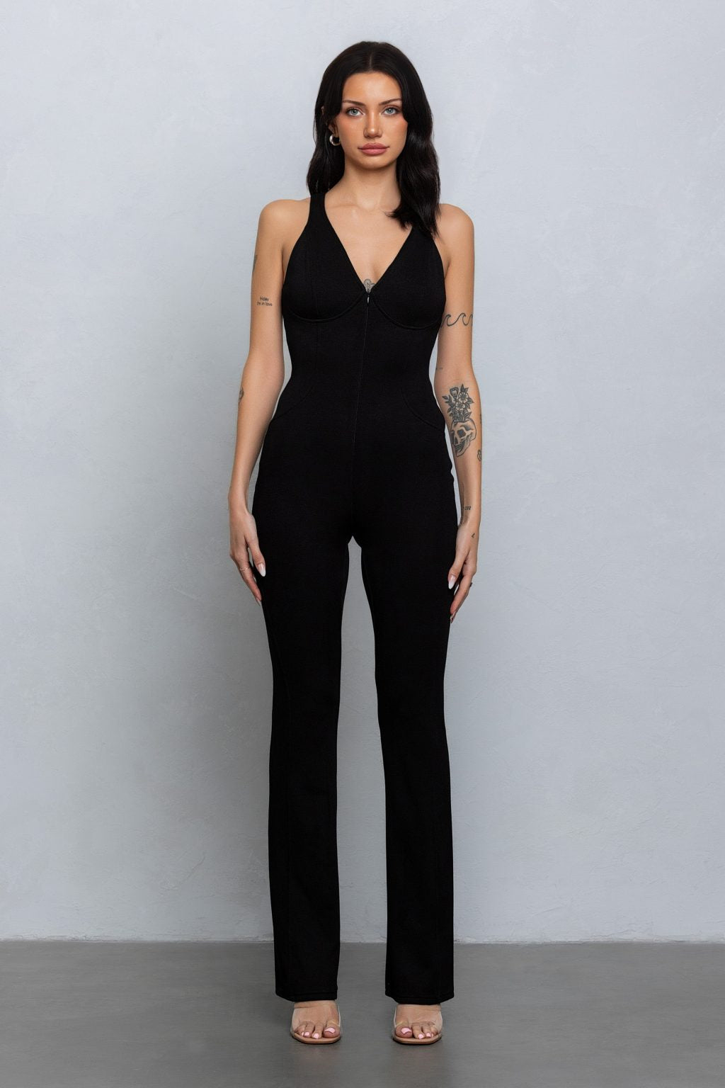 "Effortless" Soft Jersey Open Back Sleeveless Jumpsuit.