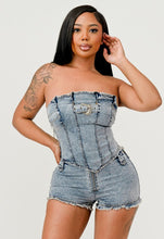 Load image into Gallery viewer, &quot;Cowgirl Dreams&quot; Washed Denim Short Set. 
