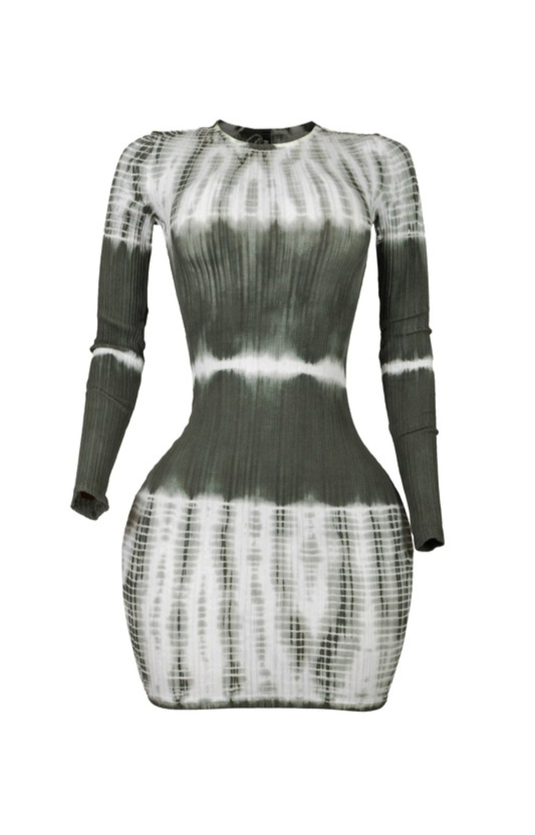 "Keona" Plus Size Long Sleeve Tie Dye Mini Dress.