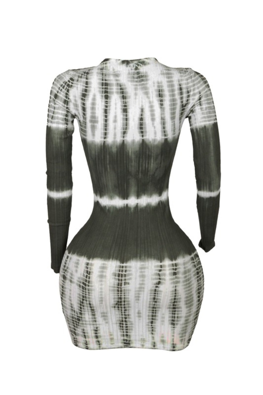 "Keona" Plus Size Long Sleeve Tie Dye Mini Dress.