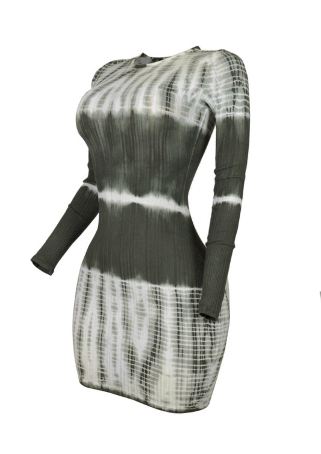 "Keona" Plus Size Long Sleeve Tie Dye Mini Dress.