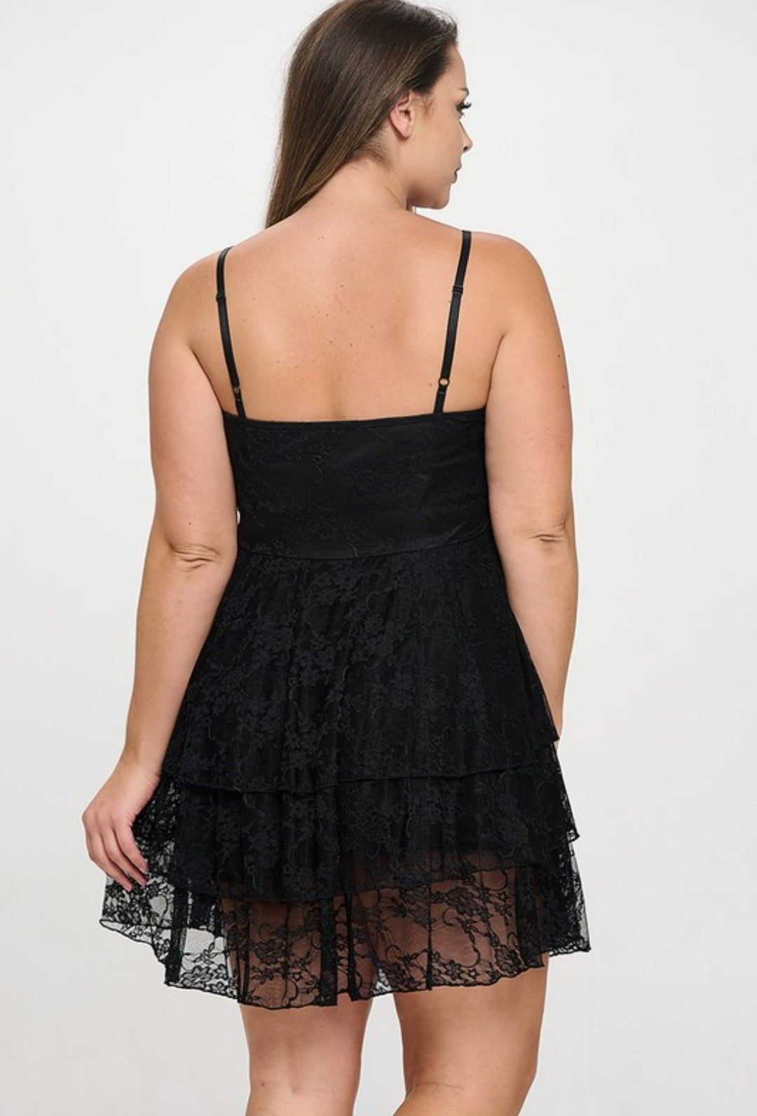 "Hey Babe" Plus Size Twist Front Lace Mini Dress. 