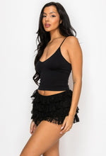 Load image into Gallery viewer, &quot;Forever In Love&quot; Ruffled Lace Low Rise Mini Shorts. 
