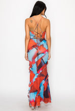 Load image into Gallery viewer, &quot;Style &amp; Grace&quot; Ruffle Detailed Criss Cross Open Back Maxi Dress. 
