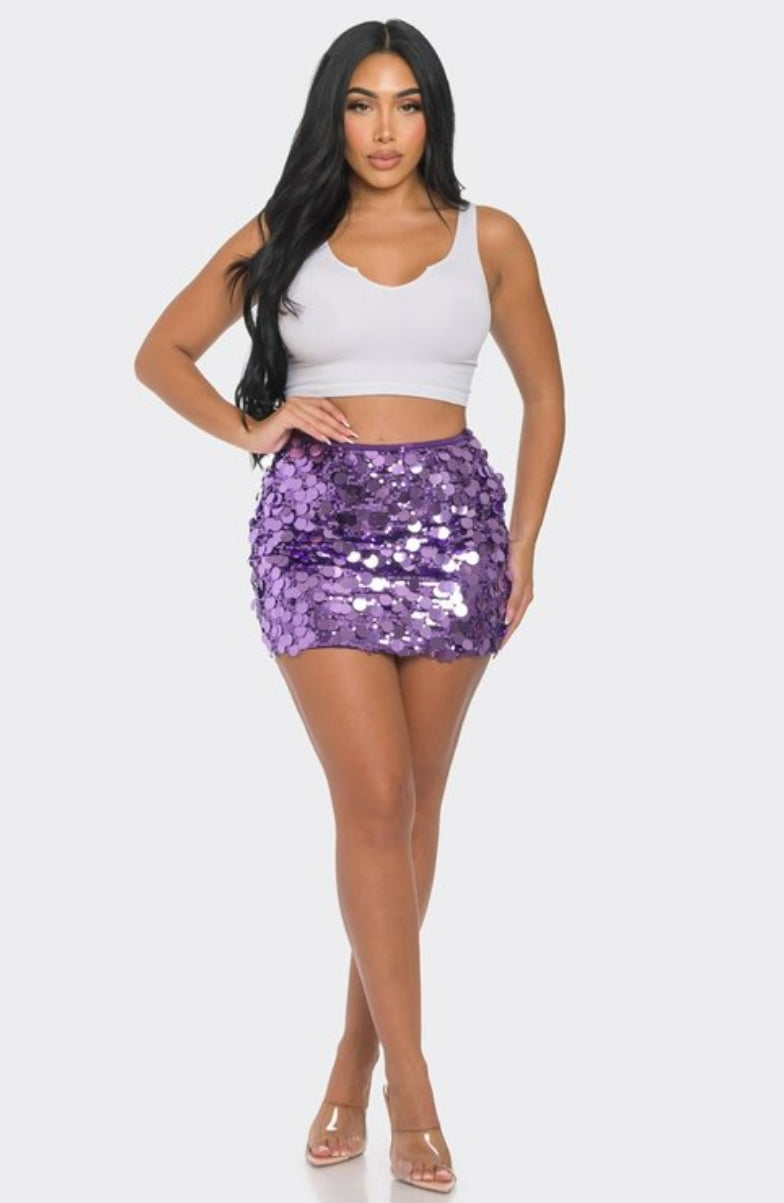 "The Time Is Now" Sequin Mini Skirt. 