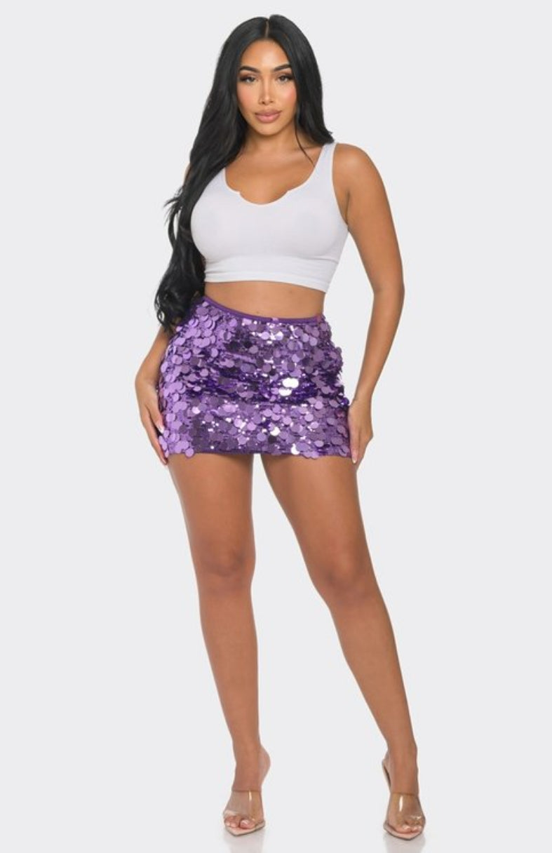 "The Time Is Now" Sequin Mini Skirt. 