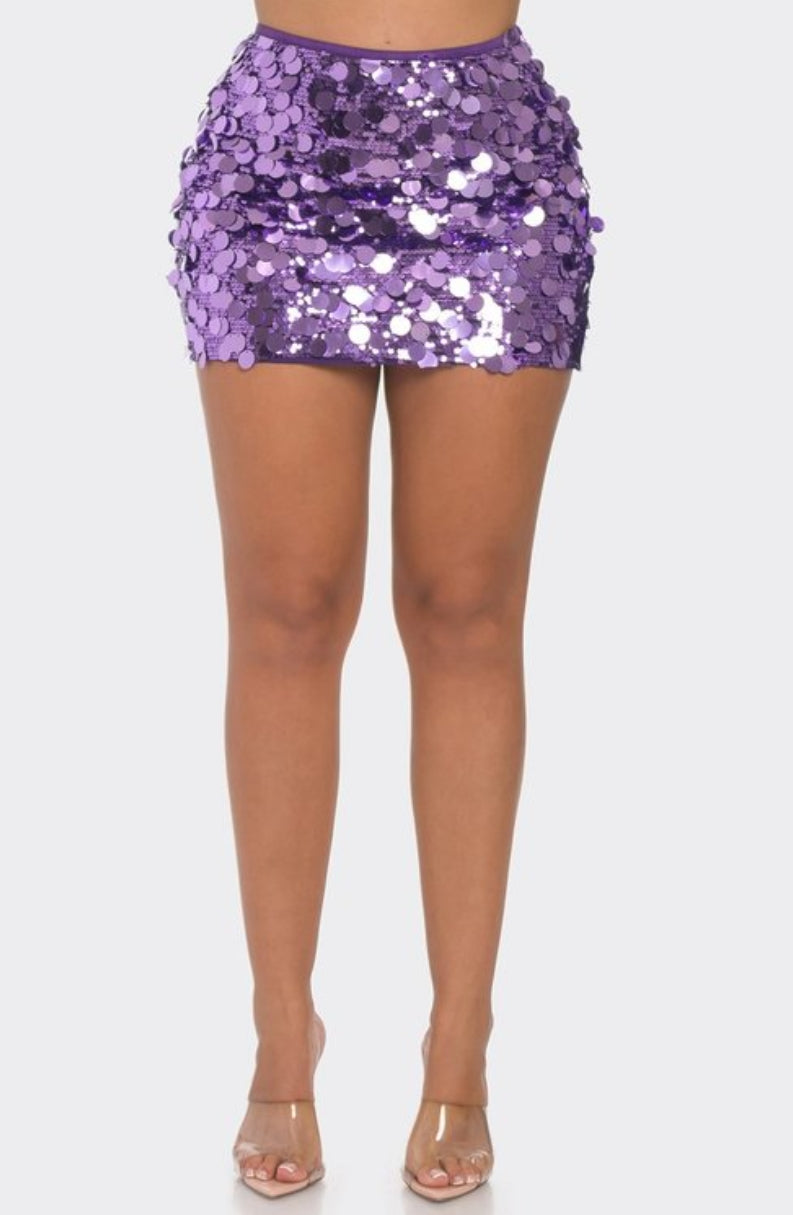 "The Time Is Now" Sequin Mini Skirt. 