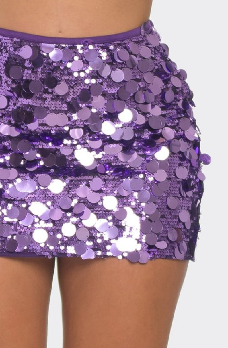 "The Time Is Now" Sequin Mini Skirt. 