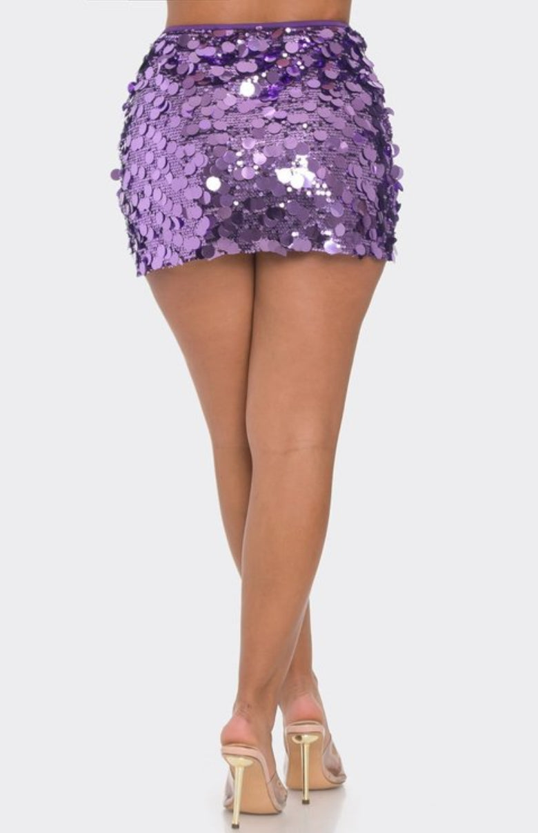 "The Time Is Now" Sequin Mini Skirt. 