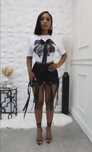 Load and play video in Gallery viewer, &quot;Night Out&quot; Short Sleeve Top &amp; Lace Shorts Set.
