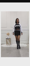 Load and play video in Gallery viewer, &quot;Houston Babe&quot; Long Sleeve Crop Top Sweater &amp; High Waisted Mini Skirt Set.
