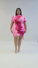 Load and play video in Gallery viewer, &quot;Pretty Privilege&quot; Plus Size Short Sleeve Ruched Drawstring Mini Dress.
