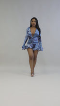 Load and play video in Gallery viewer, &quot;Feelin 11 Out Of 10&quot;Long Bell Sleeve Denim Print Romper. 
