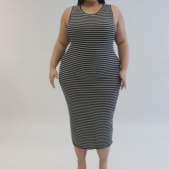 "Doing Me" Sleeveless Plus Size Midi Dress. 