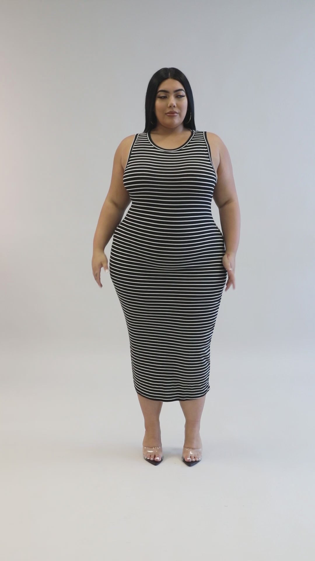 "Doing Me" Sleeveless Plus Size Midi Dress. 