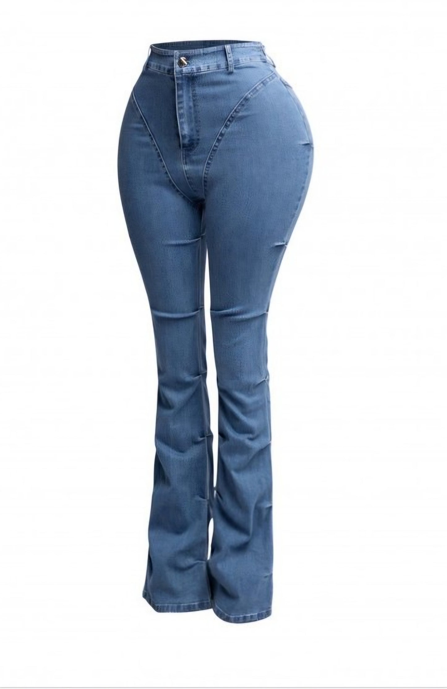 "Sweet Just Like Honey" Plus Size Pinched Bell Bottom Denim Pants.