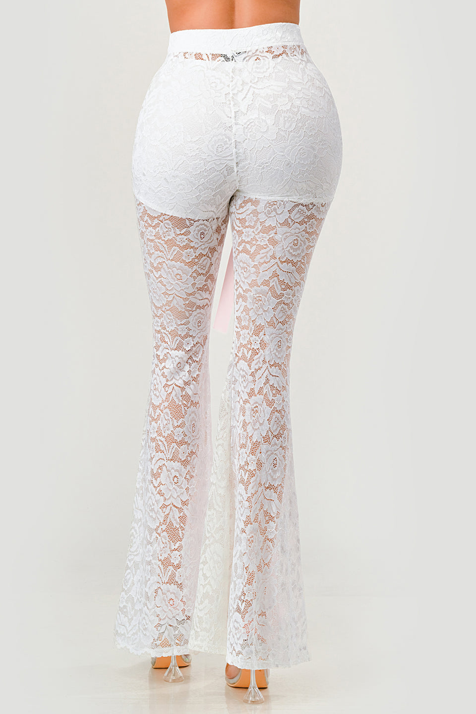 "The Trendsetter" Plus Size High Waisted Bow Detail Lace Pants.