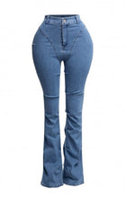 Load image into Gallery viewer, &quot;Sweet Just Like Honey&quot; Plus Size Pinched Bell Bottom Denim Pants.
