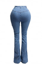 Load image into Gallery viewer, &quot;Sweet Just Like Honey&quot; Plus Size Pinched Bell Bottom Denim Pants.
