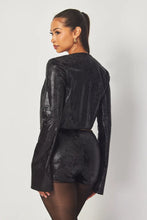 Load image into Gallery viewer, &quot;Living Lavish&quot; Faux Leather Open Jacket &amp; Belted Shorts Set.  
