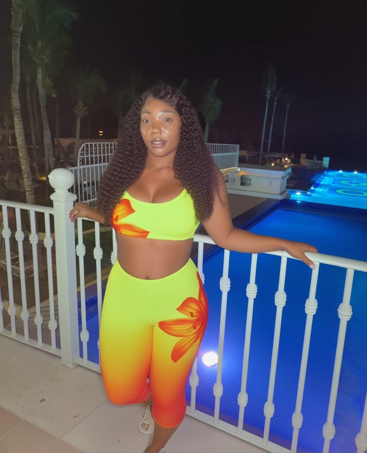 "Lilly Wishes" Ombre Crop Top & Capri Pants Set.