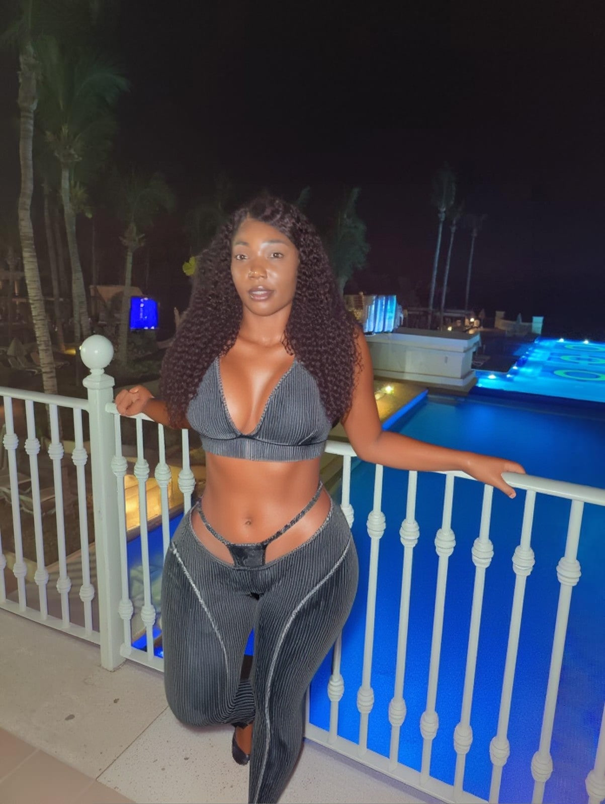 "Look At Me Now" Mineral Washed Bra Top & Bikini Leggings Set.