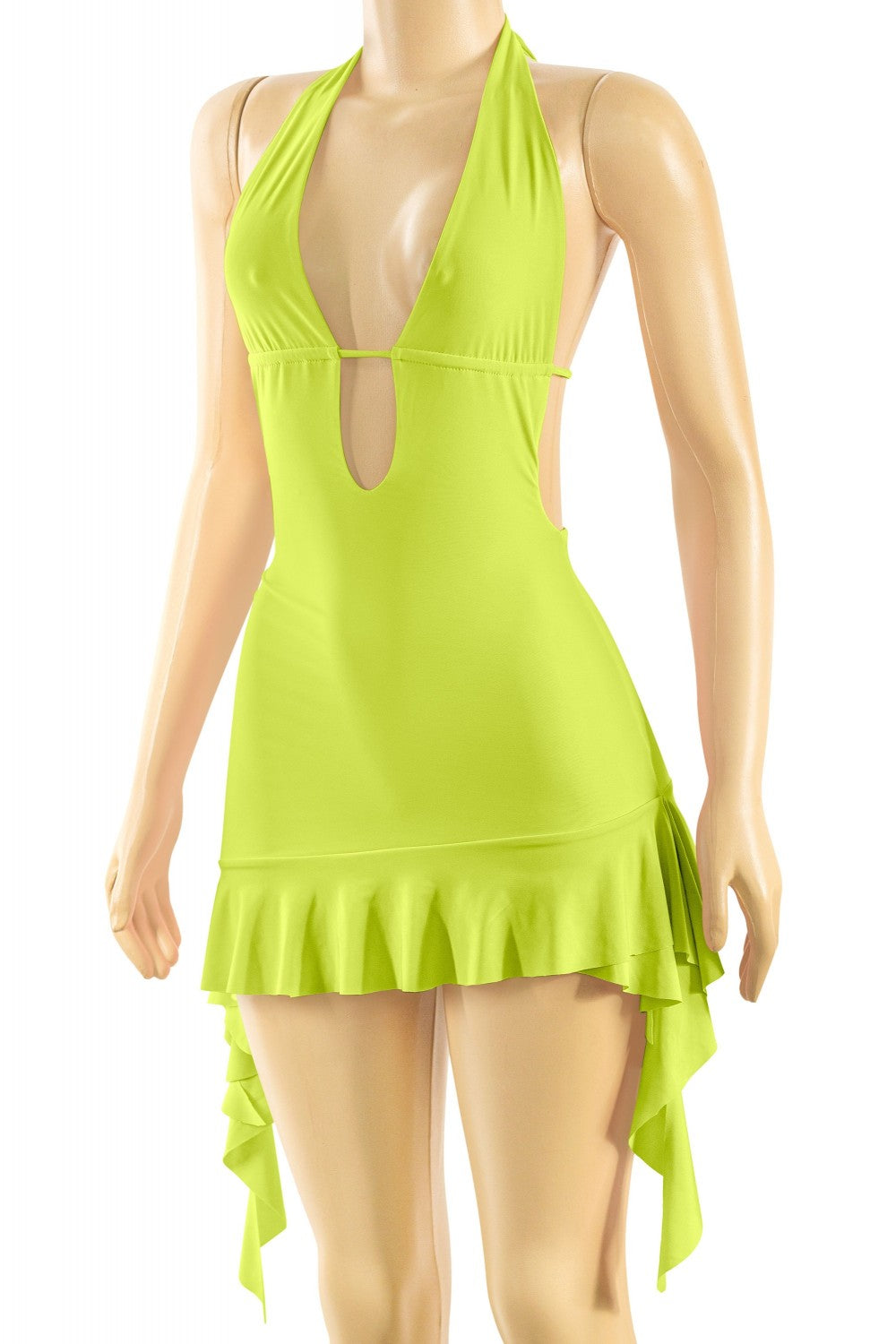 "In Your Dreams" Sleevless Halter Ruffled Mini Dress.