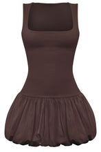 Load image into Gallery viewer, &quot;No Words, Just Allure&quot; Sleeveless Squareneck Bubble Mini Dress.
