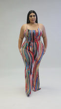 Load and play video in Gallery viewer, &quot;Proceed With Caution&quot; Plus Size Printed Strap Shoulder Jumpsuit.
