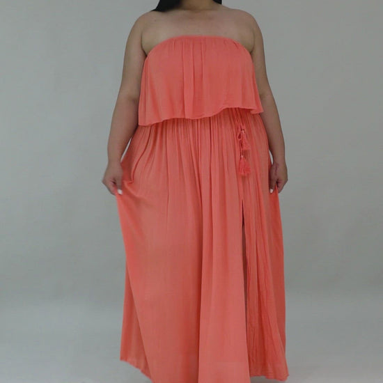 "Madrid" Plus Size Strapless Back Cutout Dress.