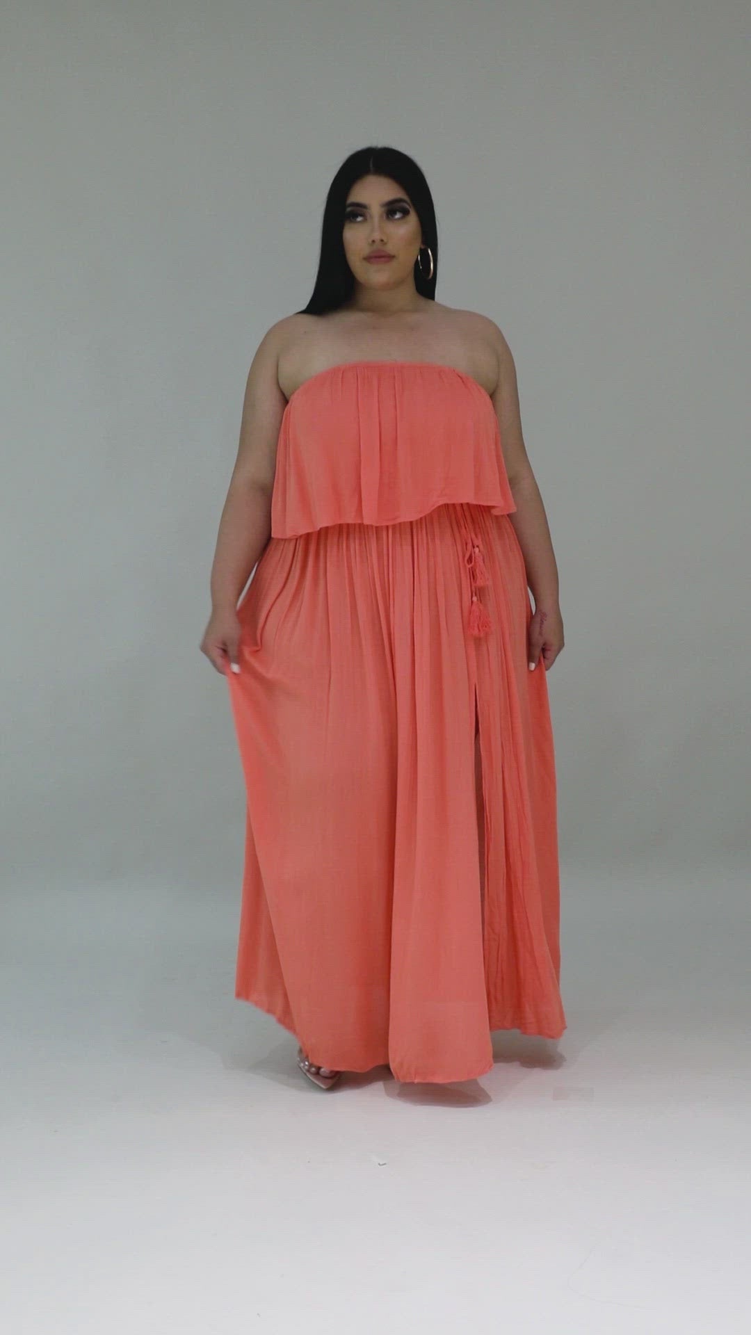 "Madrid" Plus Size Strapless Back Cutout Dress.