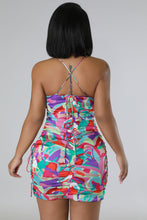 Load image into Gallery viewer, &quot;Summer Preview&quot; Cutout Satin Mini Dress. 

