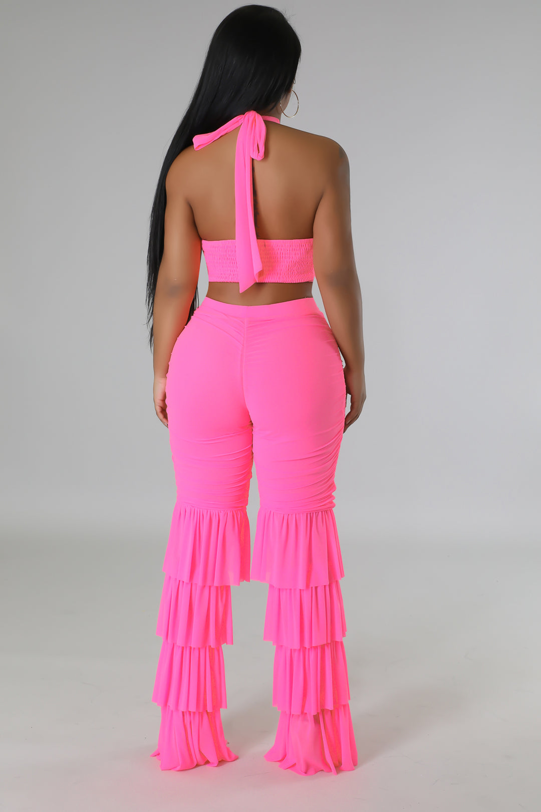 "I Win, You Lose" Wrap Around Top & High Waisted Ruched Pants Set.