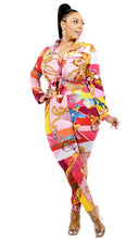 Load image into Gallery viewer, “Seven Seas” Plus Size Printed 2 Piece Blouse And Leggings Set.
