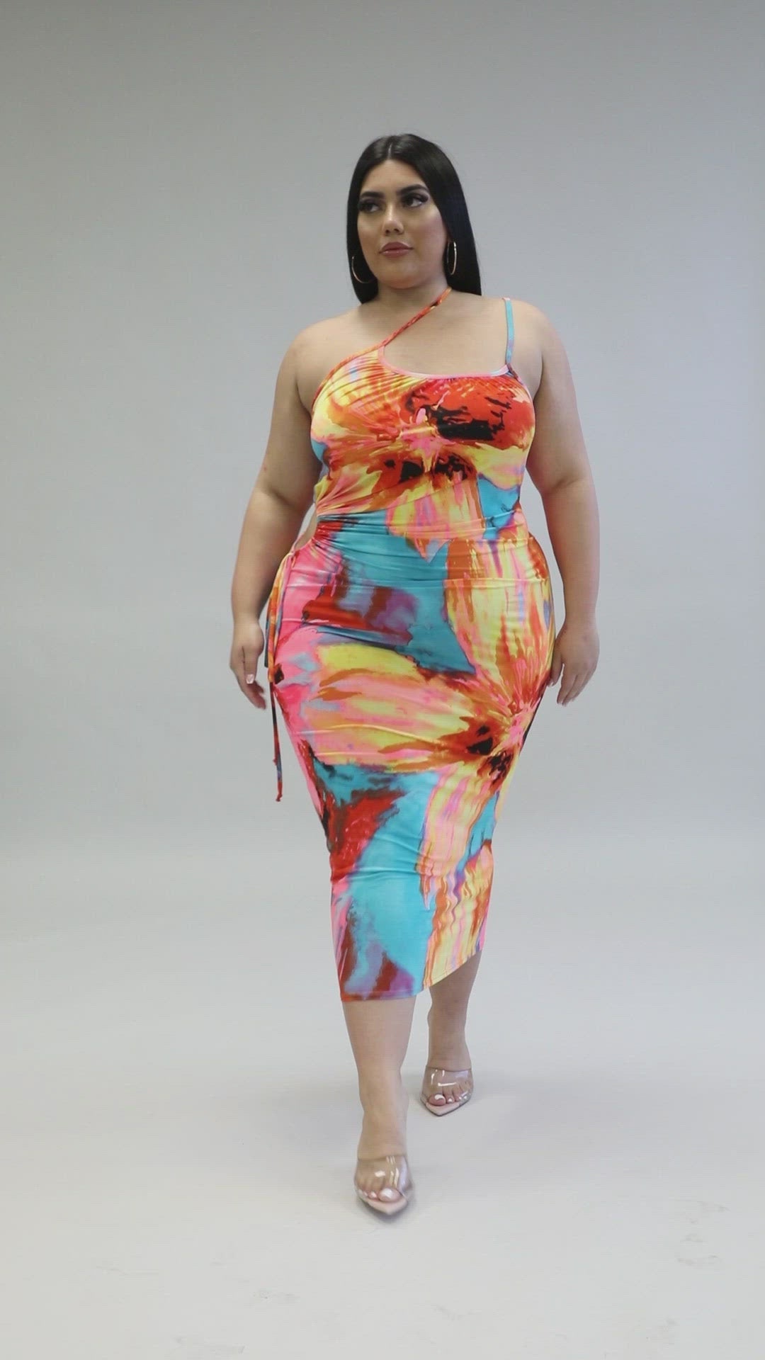 "On Island Time" Plus Size Side Cutout Midi Dress.