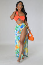 Load image into Gallery viewer, &quot;Paradise Found&quot; One Shoulder Crop Top &amp; High Waisted Maxi Skirt Set.
