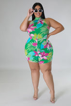 Load image into Gallery viewer, &quot;Boujee, Bad &amp; Thick&quot; Plus Size Halter Neck Back Tie Romper.
