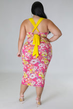 Load image into Gallery viewer, &quot;Feeling The Sunshine&quot; Plus Size Open Back Tie Midi Dress.
