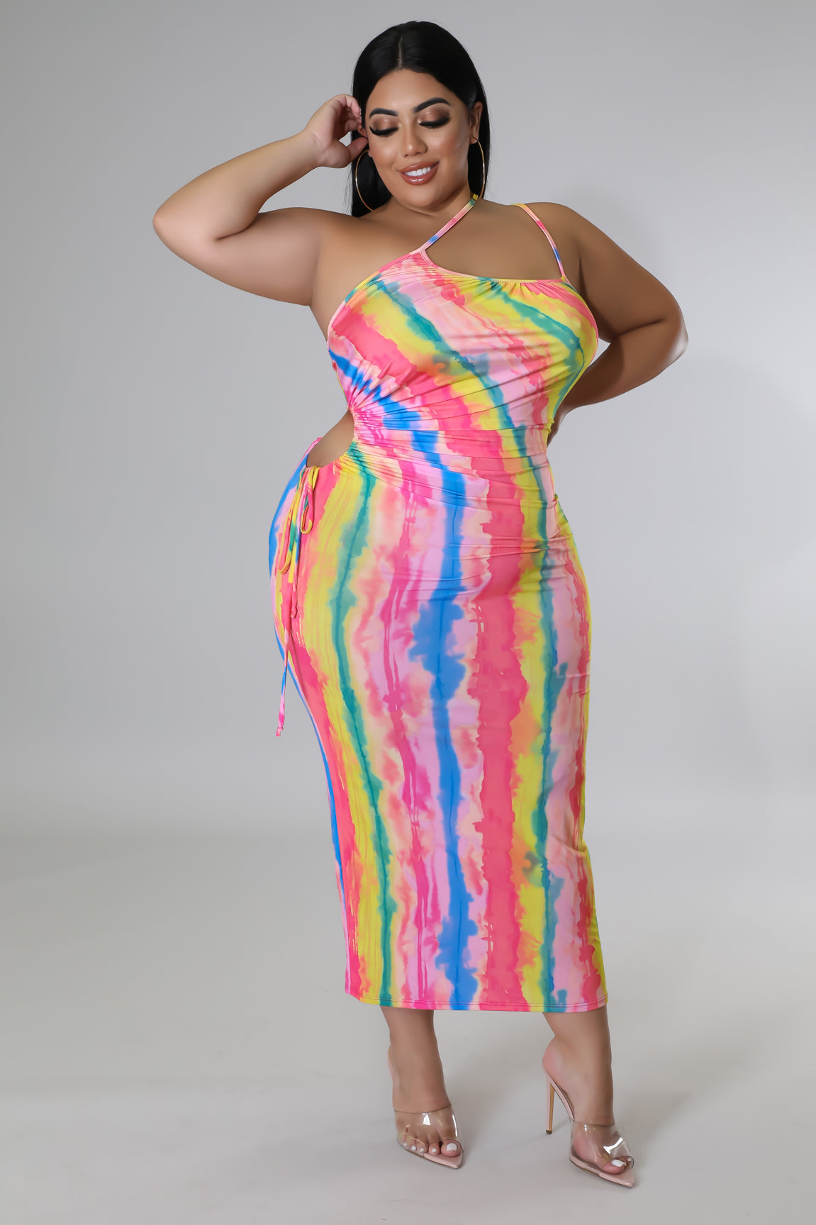 "Banking On Me" Plus Size Side Cutout Midi Dress.