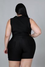 Load image into Gallery viewer, &quot;I&#39;m Her&quot; Plus Size Sleeveless Collar Top &amp; High Waisted Shorts Set.
