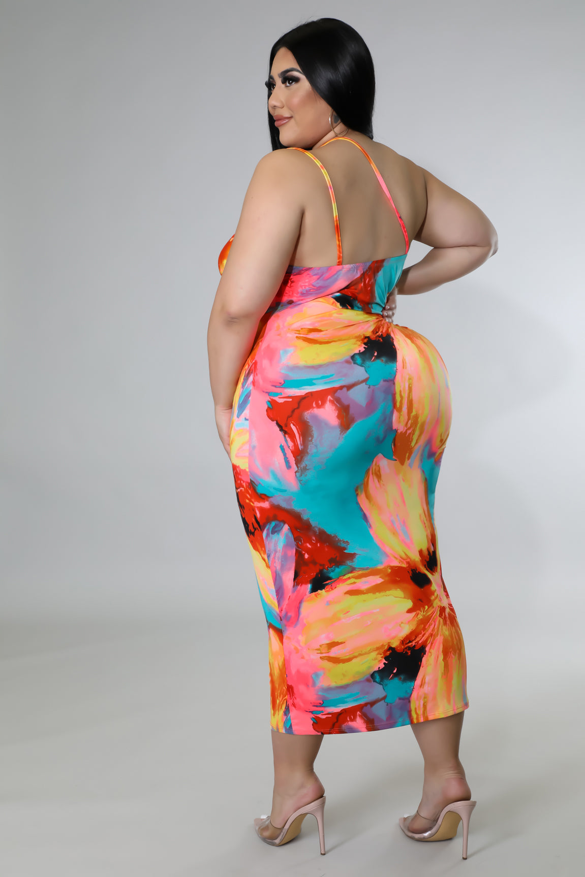 "On Island Time" Plus Size Side Cutout Midi Dress.