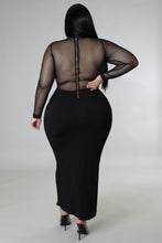 Load image into Gallery viewer, “Miss me yet?” Plus Size Round Neckline Sheer Midi Dress.
