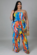 Load image into Gallery viewer, &quot;Maya Riviera&quot; Plus Size Wide Leg Strapless Jumpsuit.
