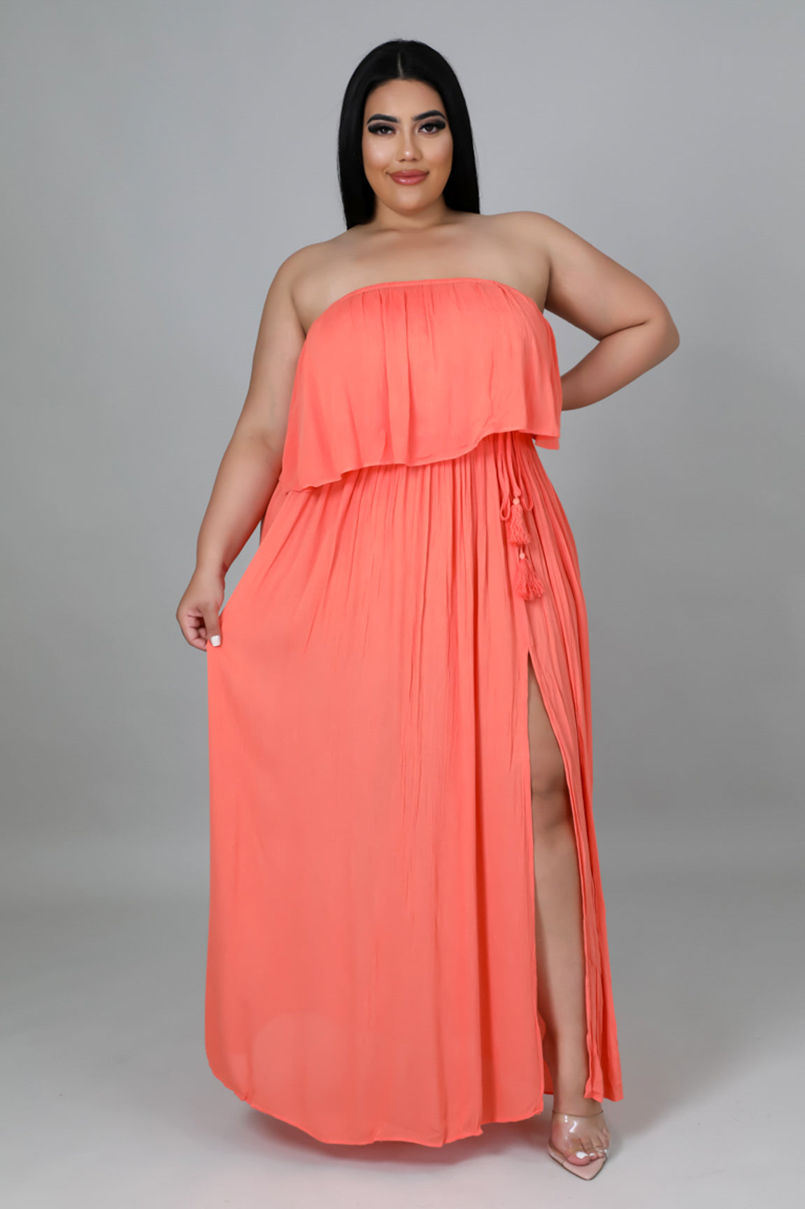 "Madrid" Plus Size Strapless Back Cutout Dress.